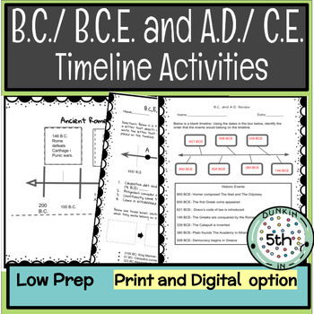 Preview of BC and AD Timeline Worksheets and Activities- Print and Digital