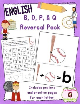 Preview of B, D, P, and Q Letter Reversal Practice (English)