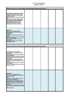 Preview of B.E.S.T Math Standards Checklist for Algebra 2 Honors (FL)