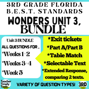 Preview of B.E.S.T Standards, Wonders, Unit 3 Bundle, F.A.S.T Comprehension