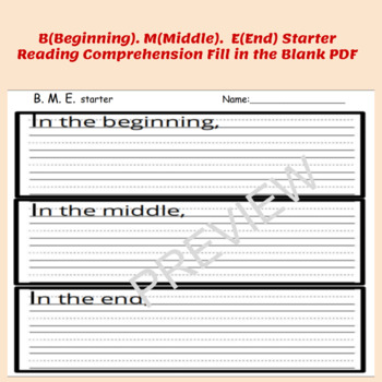 Preview of B. M. E. (Beginning, Middle, End) starter, landscape orientation