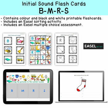 Preview of B M R S Flash Cards for Memory or Sorting & Easel