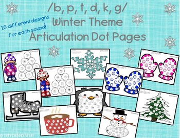 B P T D K G Winter Themed Articulation Dot Worksheets Print And Go