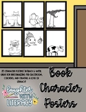 B & W Book Character Posters | Coloring Sheets | Library Decor