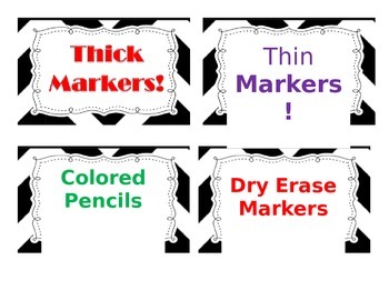 Preview of B & W Classroom Supply Labels