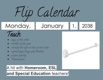 Preview of B&W Daily Flip Calendar - Teach proper capitals and punctuation