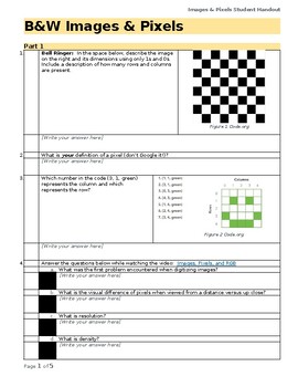 Preview of B&W Images and Pixels Student Handout
