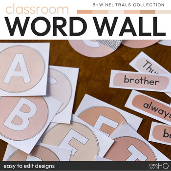 Preview of Neutral Classroom Decor Word Wall Pack | B+W NEUTRALS Collection
