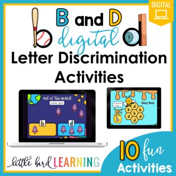 Preview of B and D Letter Discrimination Digital Activities | Google Slides and Jamboard