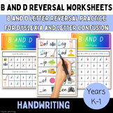 B & D letter reversal worksheets for B & D confusion and d