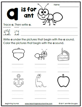 Initial Sounds Worksheets by Teaching Products | TpT