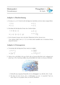 Preview of Bündel Mathematik 1: Übungsblätter mit Lösungen