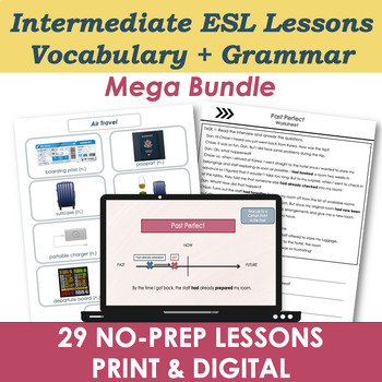 Preview of Intermediate ESL Vocabulary & Grammar Lesson Plans, Worksheets MEGA BUNDLE