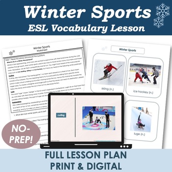 Preview of Intermediate ESL Vocabulary Lesson Plan, Worksheets, Activities - Winter Sports