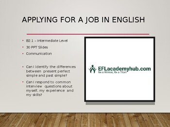 Preview of B2.1 - Intermediate  - Applying For A New Job In English - Check - ESL/EFL