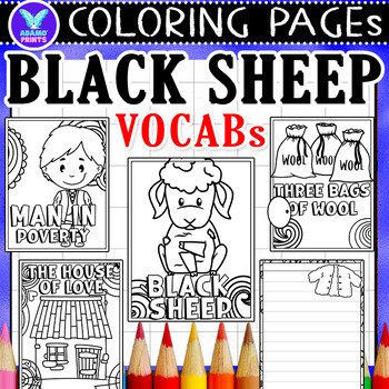 Preview of BAA BAA Black Sheep Vocabs Coloring Pages & Writing Paper Activities ELA No PREP