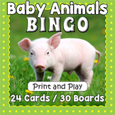 BABY ANIMALS BINGO & Memory Matching Card Game Activity