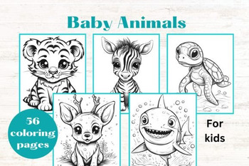 Preview of BABY ANIMALS Cute Kids Coloring Pages