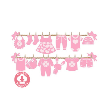 Preview of BABY SHOWER - BABY SHOWER FOR TEACHER - DECORATION - GIRL- PINK - CLOTHING LINE