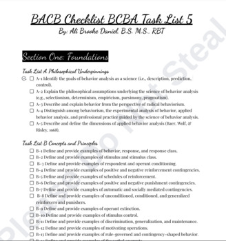 Preview of BACB Task 5 Checklist for BCBA