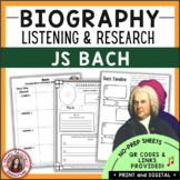 BACH Music Listening Activities and Biography Research Worksheets
