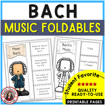 Preview of Music Composer Worksheets - BACH Biography Research and Listening Foldables