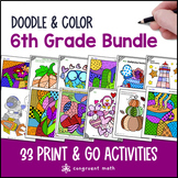 6th Grade Doodle Math BUNDLE | Twist on Color by Number Wo
