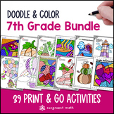 7th Grade Doodle Math BUNDLE | Twist on Color by Number Wo