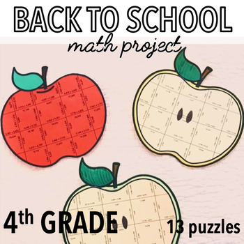 Preview of BACK TO SCHOOL ACTIVITIES - 4TH GRADE MATH REVIEW ACTIVITY - AUTUMN FALL APPLE