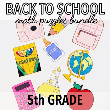 Preview of BACK TO SCHOOL ACTIVITIES - FIFTH GRADE MATH ACTIVITY, CENTERS & PROJECT BUNDLE