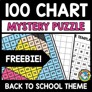 Preview of 1ST GRADE WEEK OF BACK TO SCHOOL MATH ACTIVITY 100 CHART MYSTERY PICTURE PUZZLE