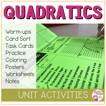 Preview of BACK TO SCHOOL | ALGEBRA 1 QUADRATIC EQUATIONS Bundle