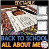 BACK TO SCHOOL | All About Me EDITABLE Coloring Activity