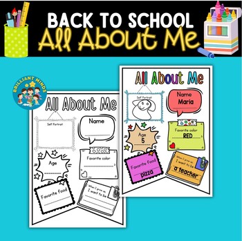 BACK TO SCHOOL - All About Me Get to Know Me Activity (Bulletin Board ...