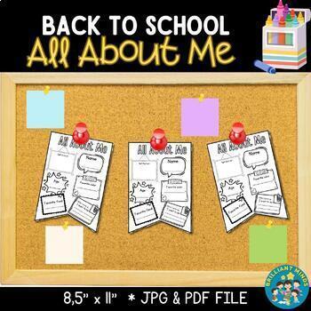 BACK TO SCHOOL - All About Me Get to Know Me Activity (Bulletin Board ...