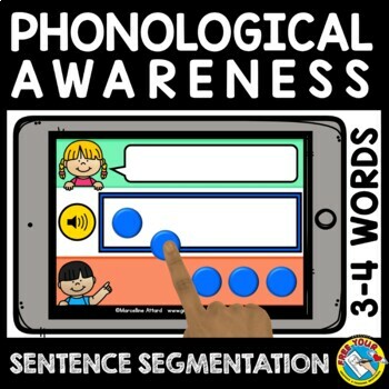 Preview of COUNTING WORDS SENTENCE SEGMENTATION BOOM CARDS PHONOLOGICAL AWARENESS ACTIVITY