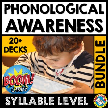 Preview of BOOM CARD PHONOLOGICAL AWARENESS SYLLABLE SORT COUNT SEGMENT BLEND DELETE ADD
