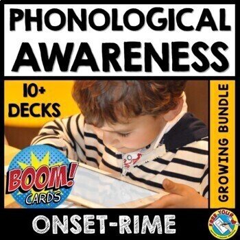 Preview of ONSET RIME ACTIVITY BOOM CARD PHONOLOGICAL AWARENESS BUNDLE RHYMING WORD PICTURE
