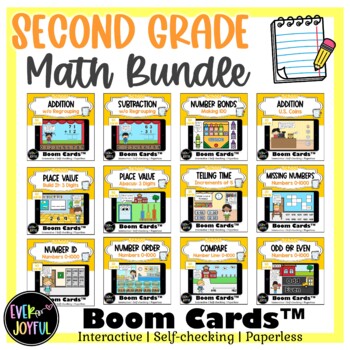 Preview of BACK TO SCHOOL BUNDLE: 2nd Grade Math Boom Cards