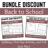 BACK TO SCHOOL BUNDLE: Activities and Full Unit Plan!
