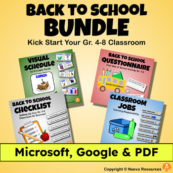 Preview of BACK TO SCHOOL BUNDLE: Checklist, Jobs, Schedule + (MICROSOFT, GOOGLE & PDF)