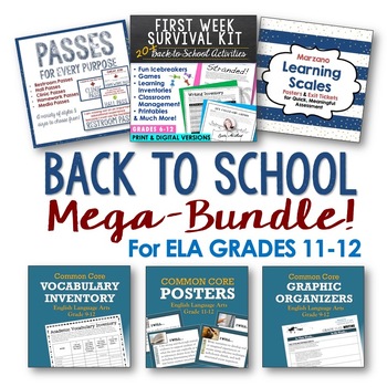Preview of BACK TO SCHOOL BUNDLE FOR ELA GRADES 11-12: 150+ Activities, Posters & More