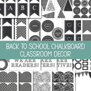 Preview of BACK TO SCHOOL CLASSROOM DECOR, CHALKBOARD LABELS, BULLETIN BOARD DISPLAY