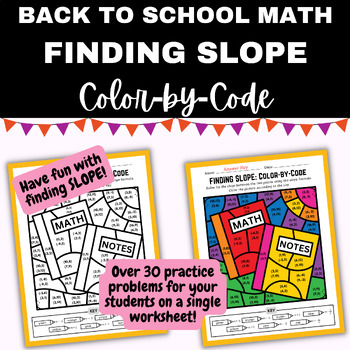 Preview of BACK TO SCHOOL Color by Code Math: Finding Slope Between 2 Points