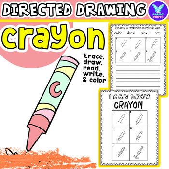 Preview of BACK TO SCHOOL - Crayon Directed Drawing: Writing, Reading, Tracing & Coloring