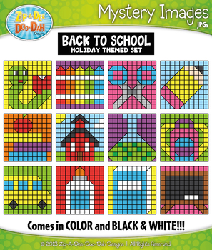 Preview of BACK TO SCHOOL Mystery Images Clipart {Zip-A-Dee-Doo-Dah Designs}