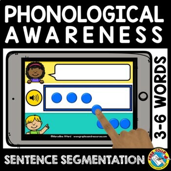 Preview of PHONOLOGICAL AWARENESS BOOM CARDS ACTIVITY COUNT WORDS IN SENTENCE SEGMENTATION
