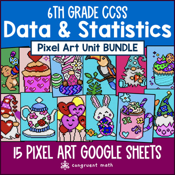 Preview of Data & Statistics Pixel Art Unit BUNDLE | 6th Grade CCSS
