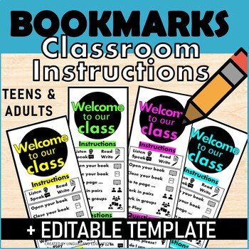 Preview of BACK TO SCHOOL EDITABLE BOOKMARKS ESL EFL TEFL Teens & Adults