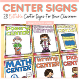 BACK TO SCHOOL KIDS EDITABLE CLASSROOM CENTER SIGNS & LABE